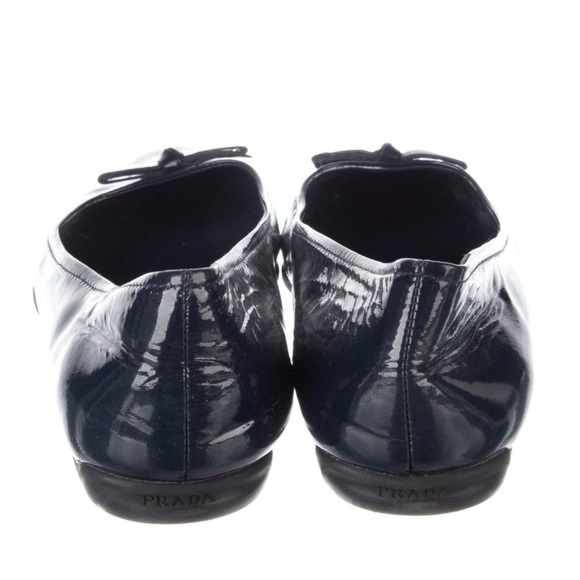 Prada Women's Navy Patent Leather ballet slippers - Picture 4 of 13